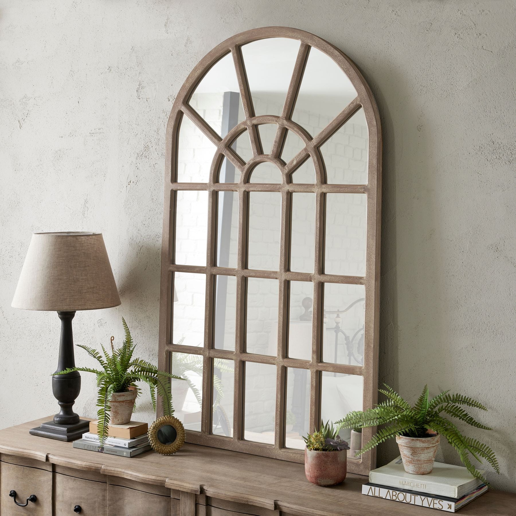 Copgrove Collection Arched Paned Wall Mirror - hus & co.