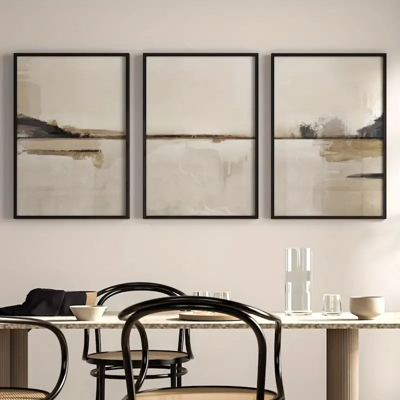 Set of 3 Abstract Nordic Neutral Canvas Prints - HUS & CO.