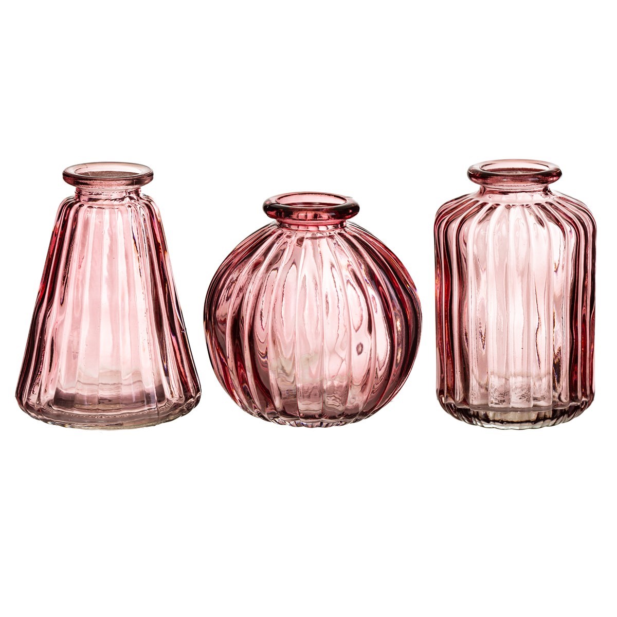 Pink Glass Bud Vases - Set Of 3 - hus & co.