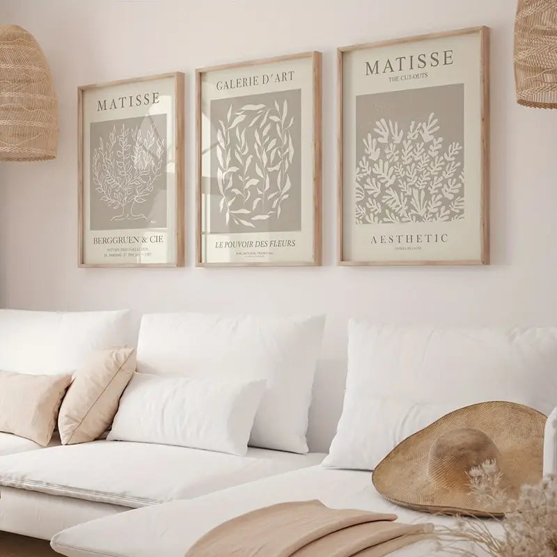 Set of 3 Neutral Matisse Abstract Canvas Posters - HUS & CO.